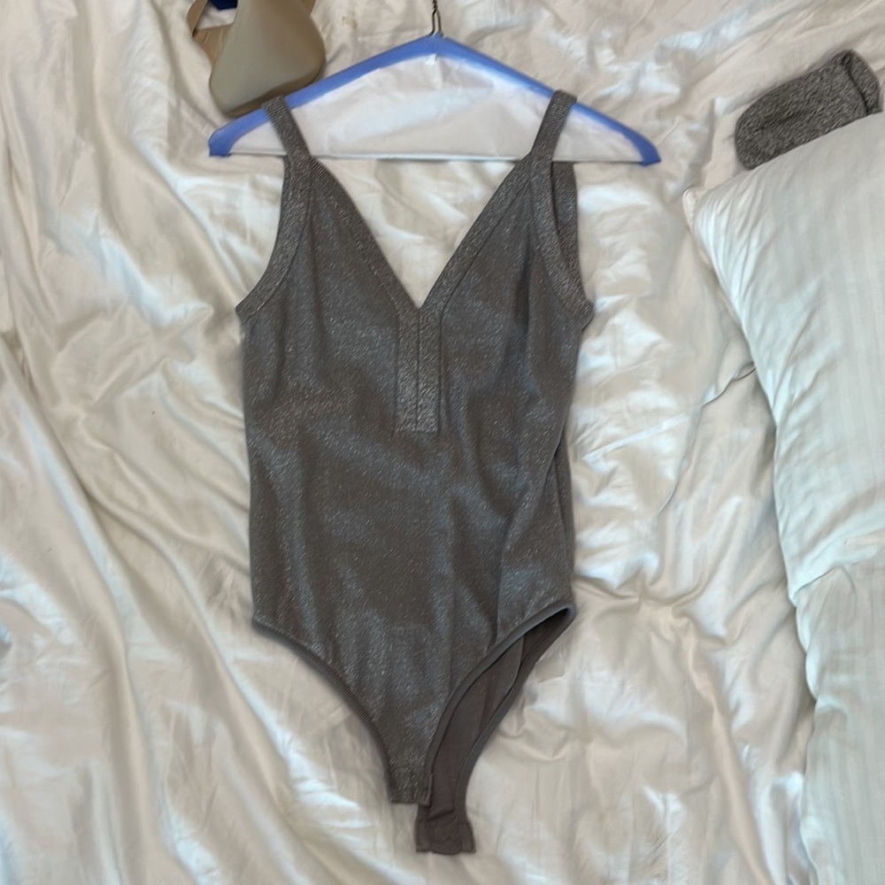 Johana Ortiz Metallic silver bodysuitl  small twice